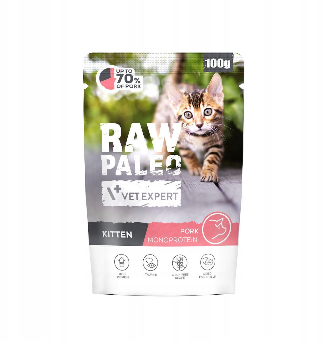 VetExpert Raw Paleo Υγρή Τροφή για Ανήλικες Γάτες με Χοιρινό 100gr