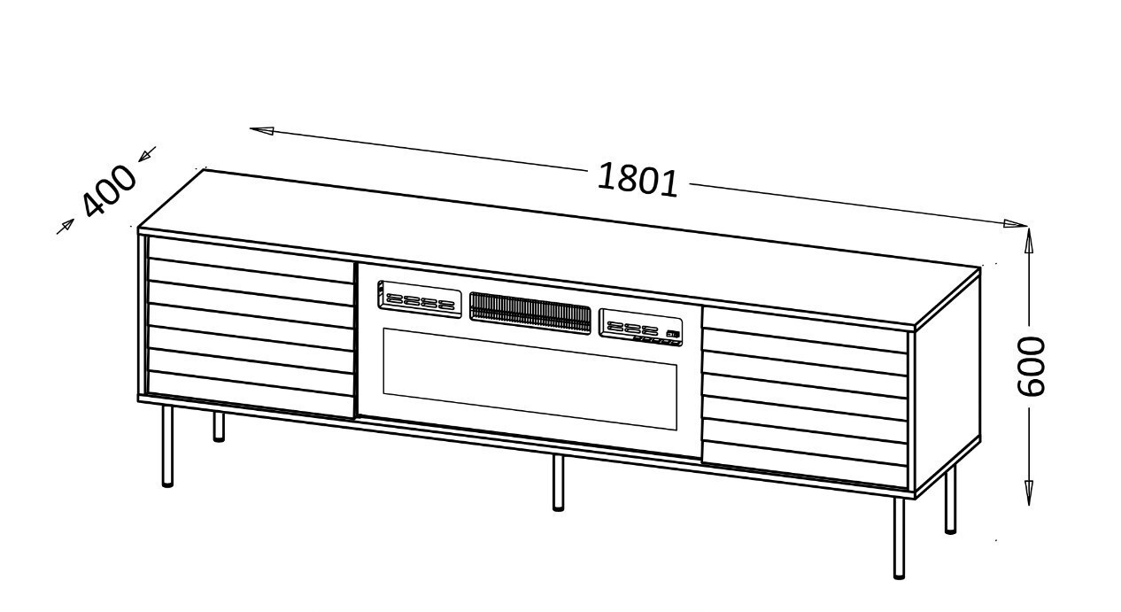 Μπουφές Ξύλινος Black/walnut 180x40x60cm