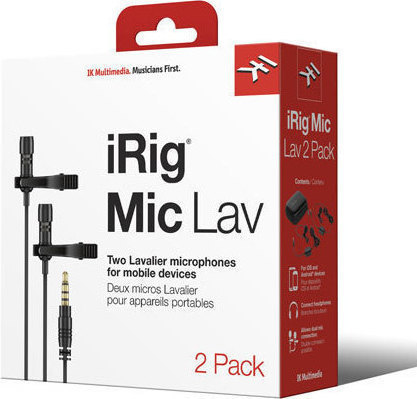 IK Multimedia iRig Mic Lav 2 Pack Σετ Πυκνωτικό Μικρόφωνο 3.5mm Shock Mounted Δημοσιογραφικό