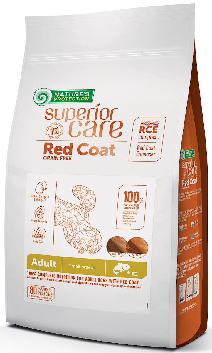Nature's Protection Superior Care Red Coat 1.5kg Ξηρά Τροφή χωρίς Σιτηρά & Γλουτένη για Ενήλικους Σκύλους Μικρόσωμων Φυλών με Σολομό