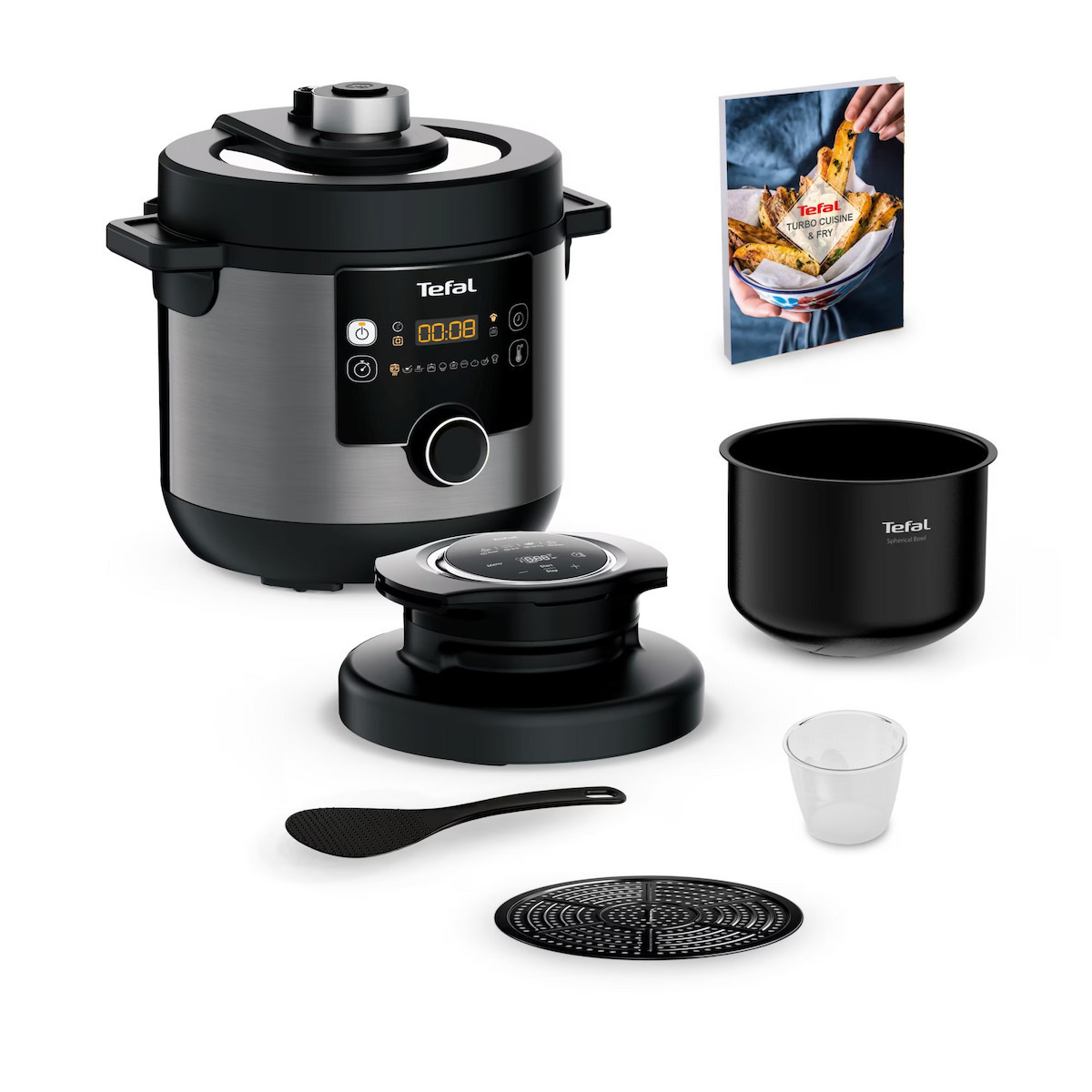 Tefal Turbo Cuisine And Fry CY778830 Πολυμάγειρας 1200W με Χωρητικότητα 7.6lt Ασημί
