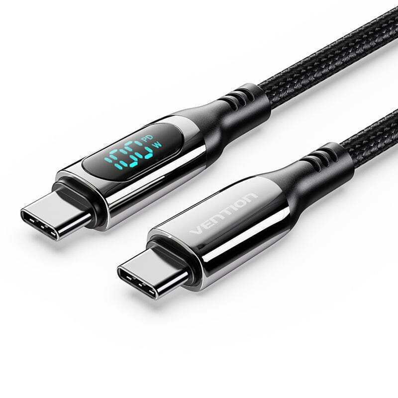 Vention LED USB 2.0 Cable USB-C male - USB-C 100W Μαύρο 1.2m (480MBPS)