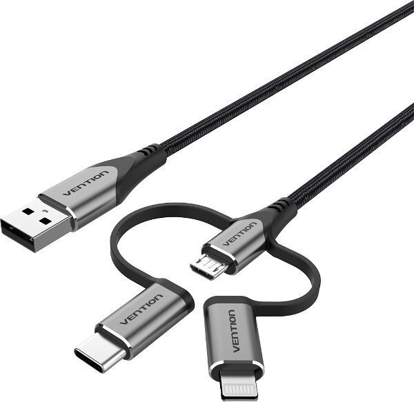 Vention USB to micro USB / Type-C / Lightning Cable Γκρι 1m (S9908504)