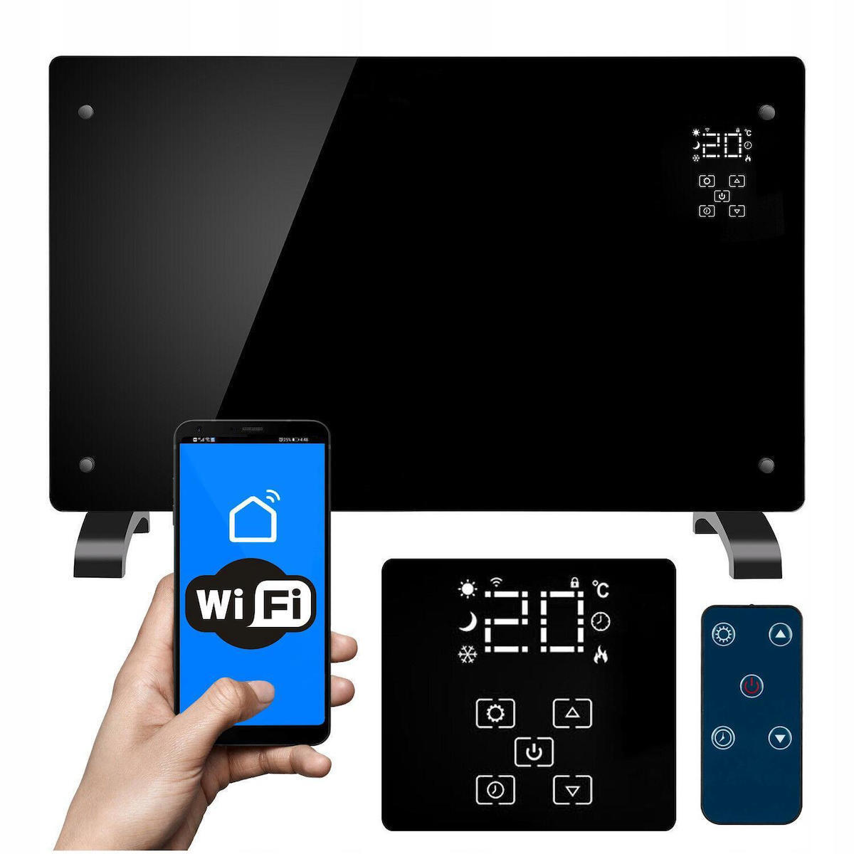 Θερμοπομπός Τοίχου 2500W με Ηλεκτρονικό Θερμοστάτη και WiFi 85x51cm Μαύρος