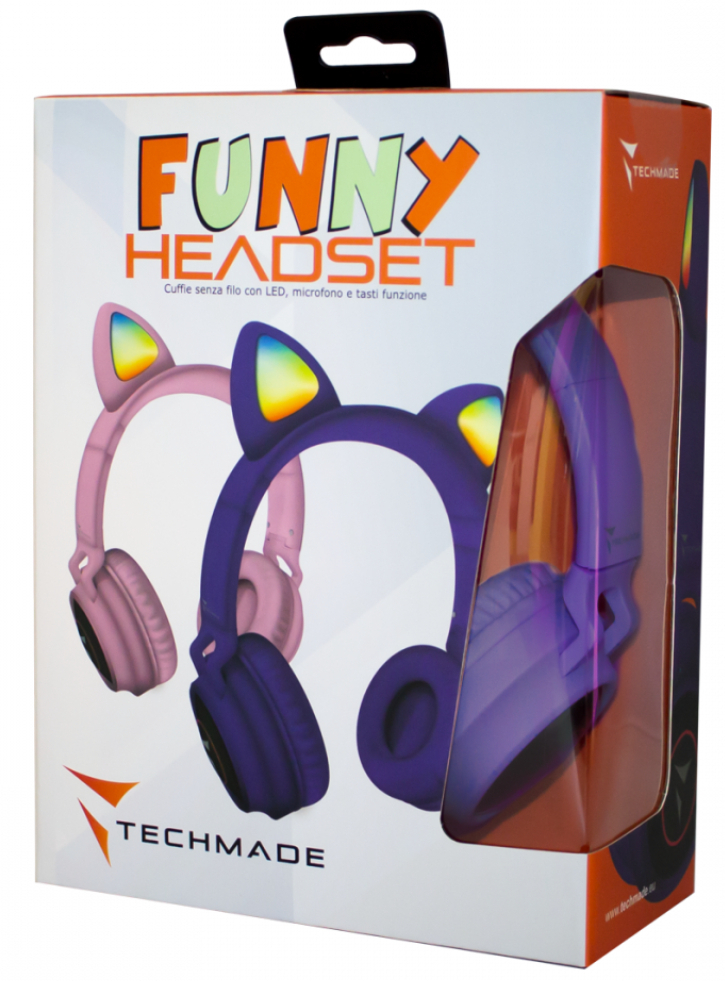 Techmade Ασύρματα / Ενσύρματα On Ear Ακουστικά Μωβ