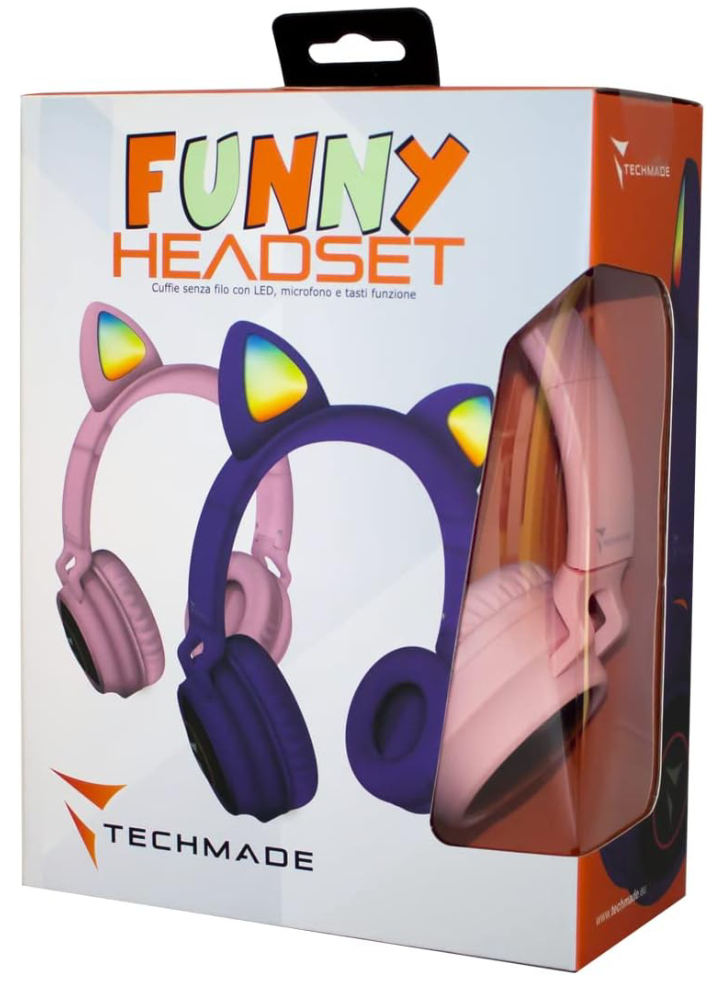 Techmade Ασύρματα / Ενσύρματα On Ear Ακουστικά με Ραδιόφωνο Ροζ