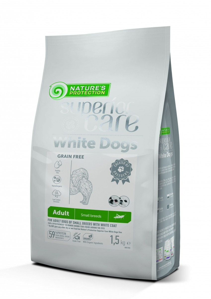 20241031143324_nature_s_protection_superior_care_white_dogs_adult_1_5kg_xira_trofi_choris_sitira_gia_enilikous_skylous_mikrosomon_fylon_insect Nature's Protection Superior Care White Dogs Adult 1.5kg Ξηρά Τροφή χωρίς Σιτηρά & Γλουτένη για Ενήλικους Σκύλους Μικρόσωμων Φυλών με Πατάτες, Πουλερικά, Σολομό και Ψάρια - Image 1
