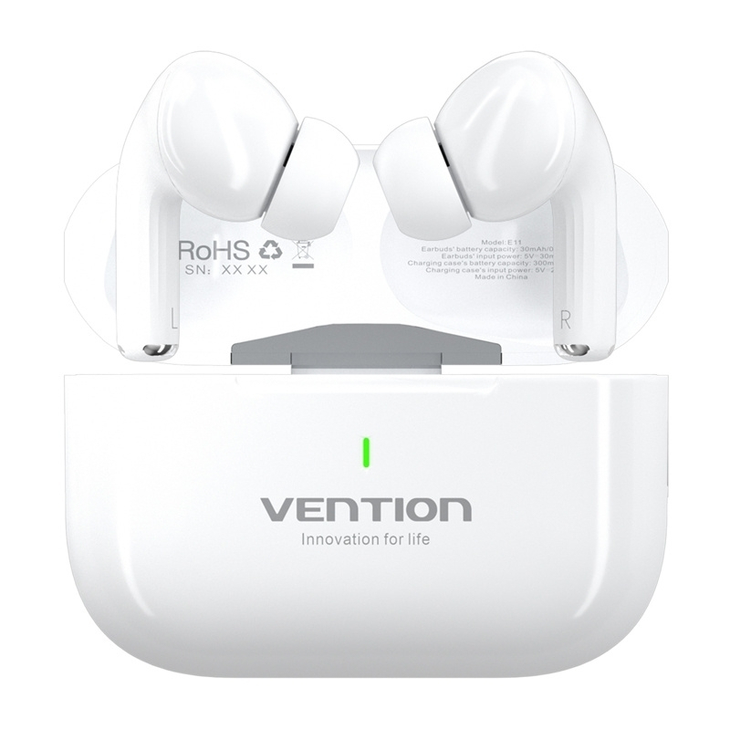 Vention In-ear Bluetooth Handsfree Ακουστικά με Αντοχή στον Ιδρώτα και Θήκη Φόρτισης Λευκά