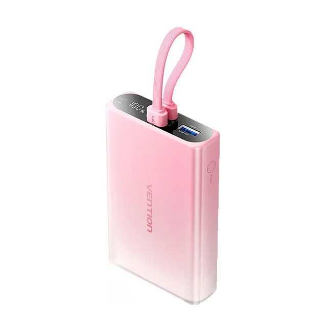 Vention Power Bank 10000mAh 22.5W με Θύρα USB-A και Θύρα USB-C Ροζ
