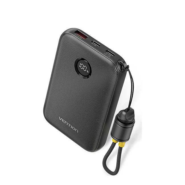 Vention Power Bank 10000mAh 22.5W με Θύρα USB-A και Θύρα USB-C Μαύρο