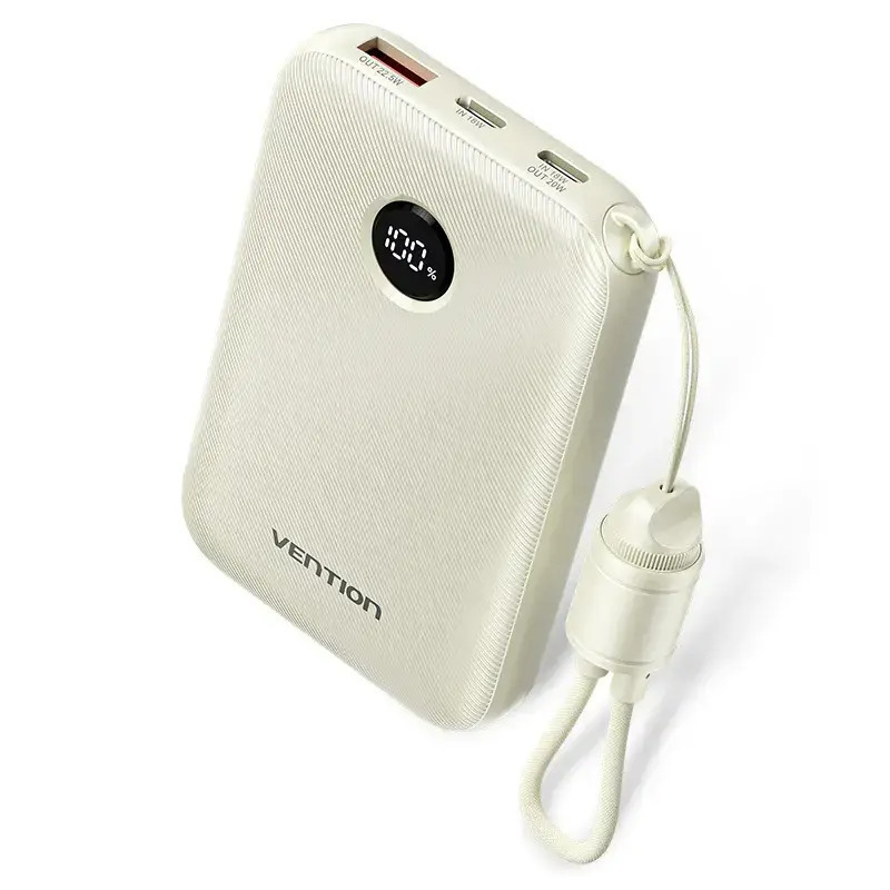 Vention Power Bank 10000mAh 22.5W με Θύρα USB-A και Θύρα USB-C Μπεζ