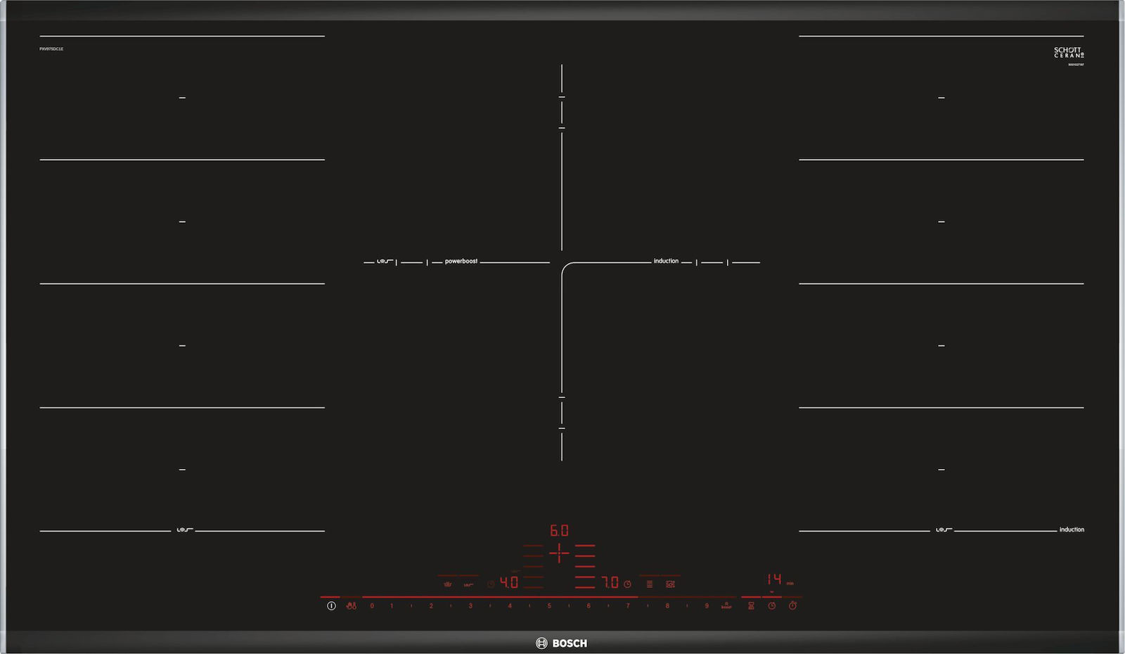 Bosch Serie 8 Επαγωγική Εστία Αυτόνομη με Λειτουργία Κλειδώματος 91.6x52.7εκ. PXV975DC1E