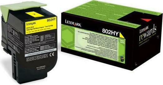 Lexmark 802H Γνήσιο Toner Laser Εκτυπωτή Κίτρινο High Yield 3000 Σελίδων 80C2HYE