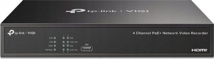 TP-LINK VIGI NVR1004H v1 Καταγραφικό NVR 4 Καναλιών με Ανάλυση 4K