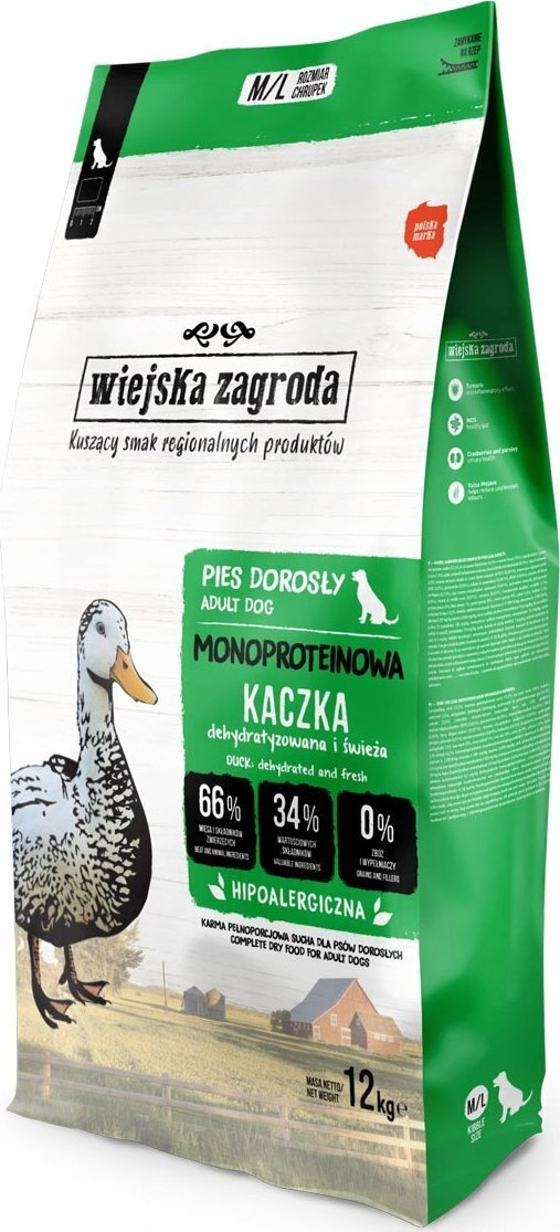 Wiejska Zagroda 12kg Ξηρά Τροφή Σκύλων χωρίς Σιτηρά & Γλουτένη με Πάπια