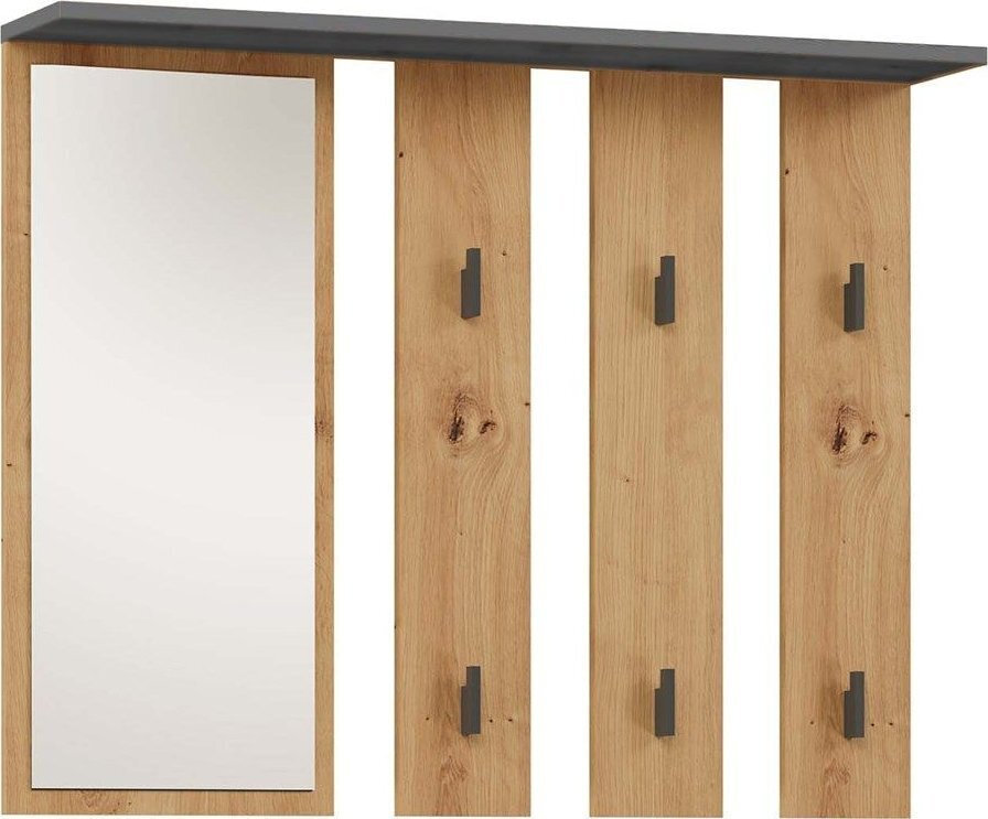 Parma Έπιπλο Εισόδου με Καθρέπτη & Κρεμάστρα Dąb Artisan, Antracyt 100x15x81.5εκ.