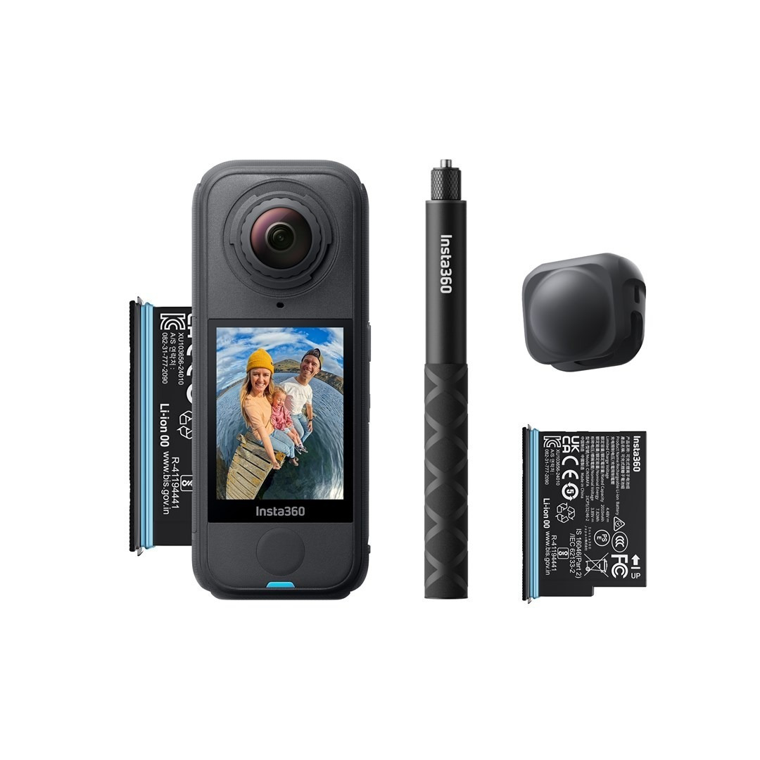 Insta360 X4 Air Action Camera 8K Λήψης 360° Υποβρύχια Starter Bundle με Οθόνη Αφής 2.5" και Wi-Fi Μαύρη