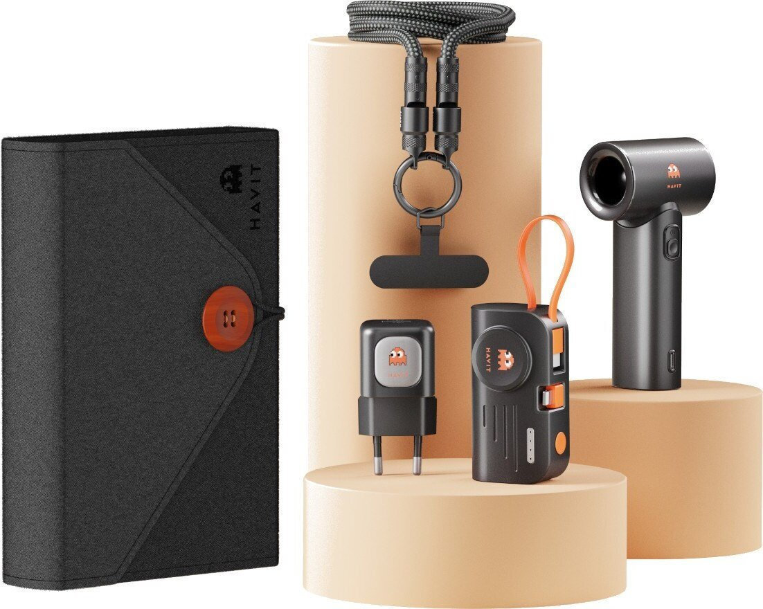 Havit Travel Set (Travel Charger + Power Bank + USB-C Cable + Hand fan) Μαύρο