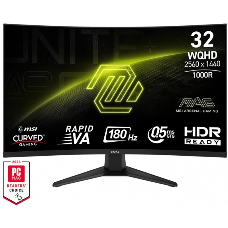 MSI MAG 325CQF VA HDR Curved Gaming Monitor 31.5" QHD 2560x1440 180Hz με Χρόνο Απόκρισης 0.5ms GTG