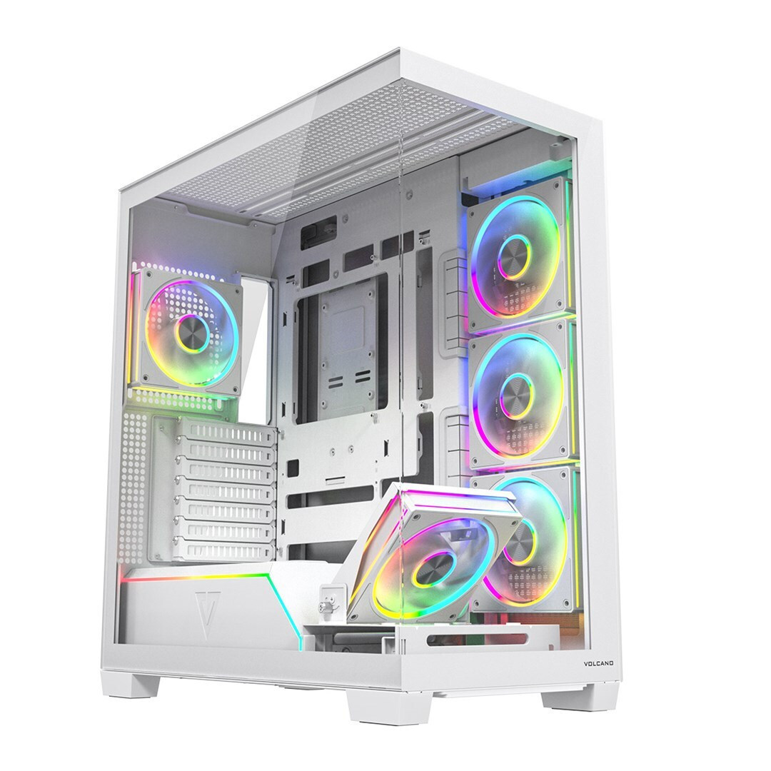 Modecom Volcano Stellar Plus ARGB Midi Tower Κουτί Υπολογιστή με Πλαϊνό Παράθυρο Λευκό