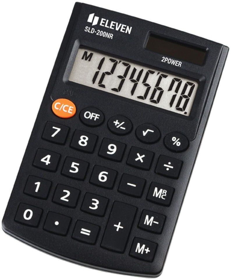 Eleven Liquids Αριθμομηχανή Τσέπης σε Μαύρο Χρώμα SLD200NR