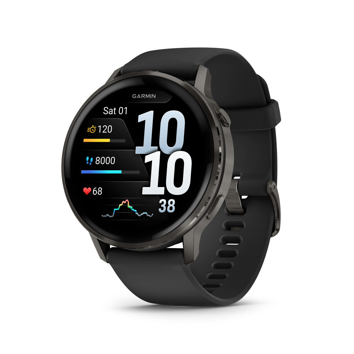 Garmin Venu 4 Stainless Steel 45mm Αδιάβροχο Smartwatch με Παλμογράφο (Slate with Black)