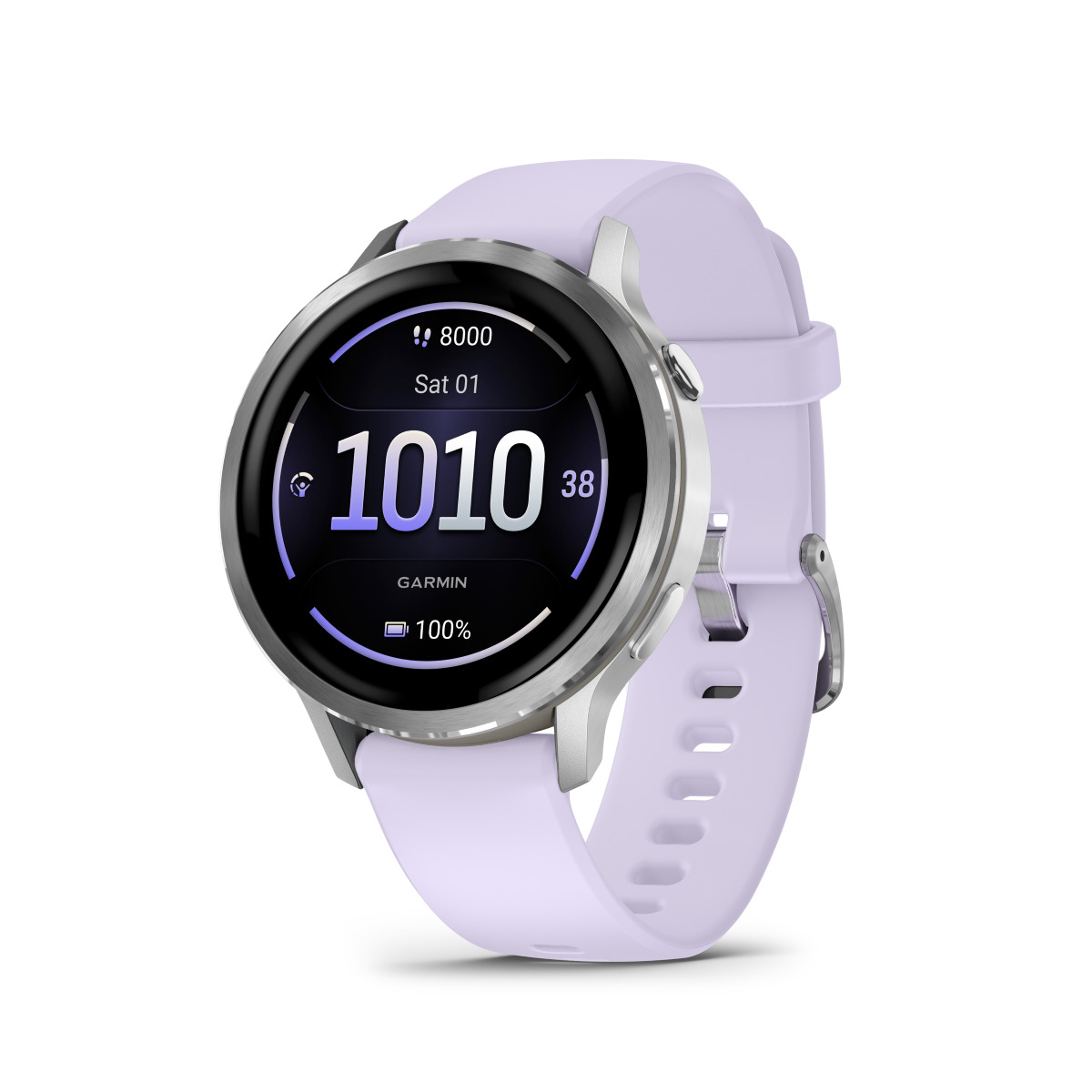 Garmin Venu 4 Stainless Steel 41mm Αδιάβροχο Smartwatch με Παλμογράφο (Silver with Periwinkle)