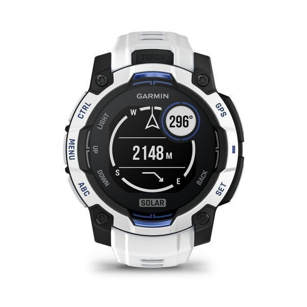 Garmin Instinct 3 Solar Aluminium 45mm Αδιάβροχο Smartwatch με Παλμογράφο (Whitestone and Blue Limited Edition)