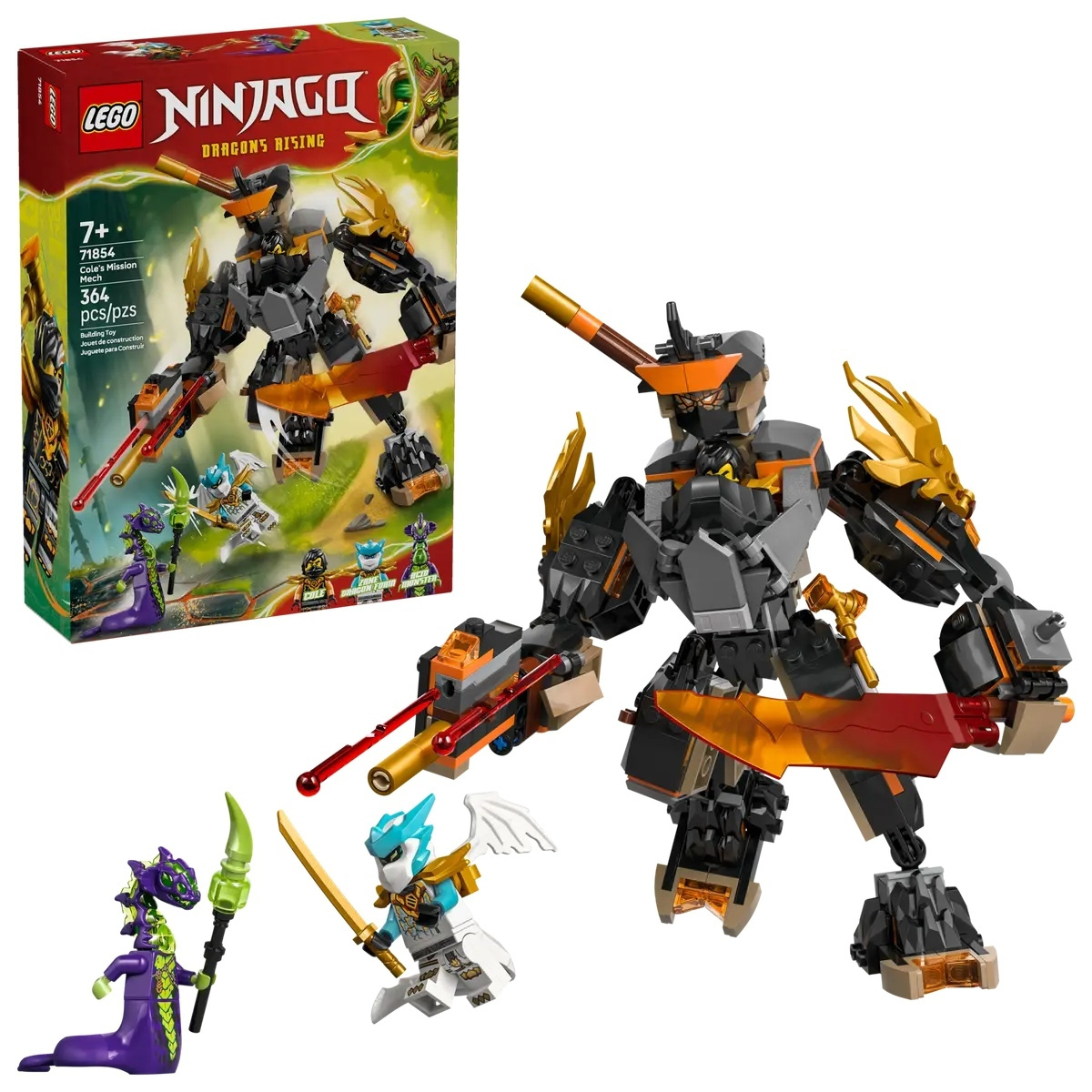 LEGO Ninjago Cole's Mission Mech & Dragon Zane για 7+ Ετών 364τμχ 71854