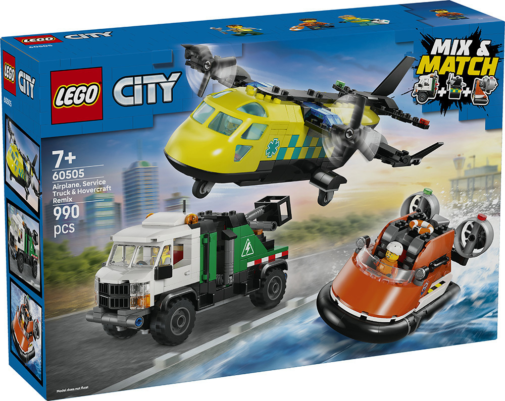 LEGO City Airplane, Service Truck & Hovercraft Remix για 7+ Ετών 990τμχ 60505