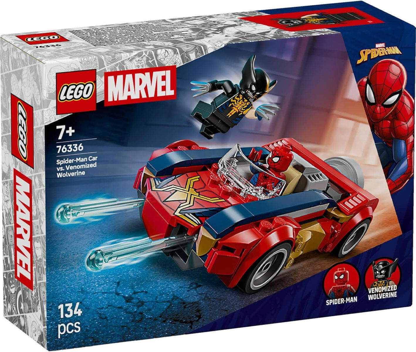 LEGO Marvel Spider-Man Car vs. Venomized Wolverine για 7+ Ετών 134τμχ 76336