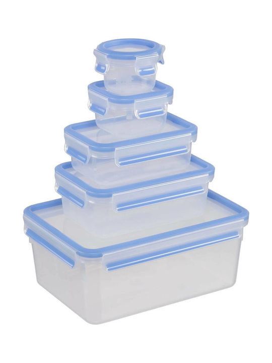 Emsa Clip & Close Σετ Δοχεία Φαγητού Πλαστικά Transparent/Blue 40cm 508568 5τμχ