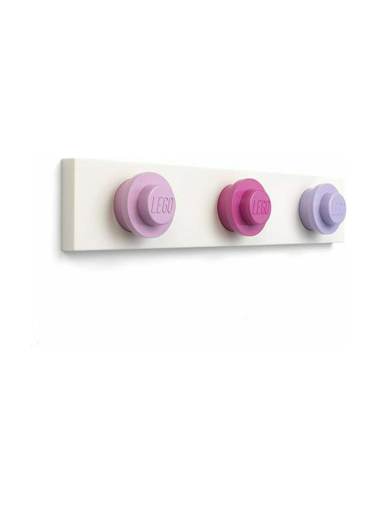 LEGO Wall Hanger Rack Παιδική Κρεμάστρα Πολλαπλών Θέσεων Πλαστική Pink-Dark Pink-Lilac 33.4x6.5x4.5εκ. 41110002