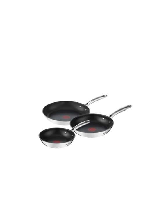 Tefal Duetto+ Σετ Τηγάνια από Ανοξείδωτο Ατσάλι Silver με Κεραμική Επίστρωση G732S334 3τμχ