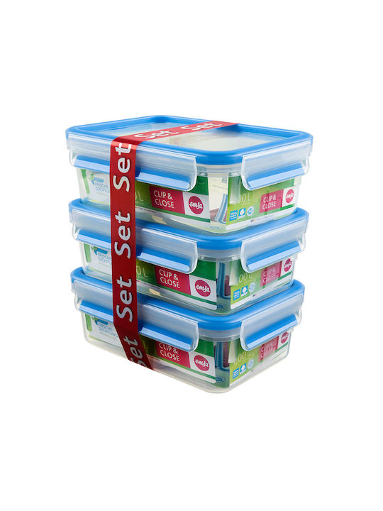 Emsa Clip Σετ Δοχεία Φαγητού Πλαστικά Μπλε 19.5cm 508558 3τμχ