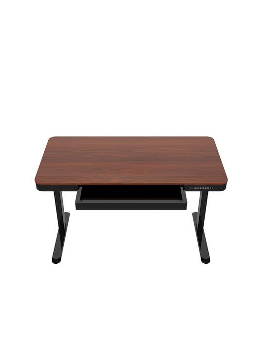 Ηλεκτρικό Γραφείο Ξύλινο Black/walnut με Μεταλλικά Πόδια & USB θύρες 140x70x50εκ.