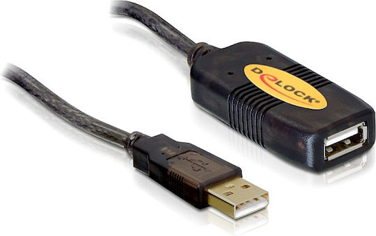 DeLock USB 2.0 Cable USB-A male - USB-A female Μαύρο 5m (82308)