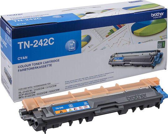 Brother TN-242C Γνήσιο Toner Laser Εκτυπωτή Κυανό 1400 Σελίδων (TN-242C)