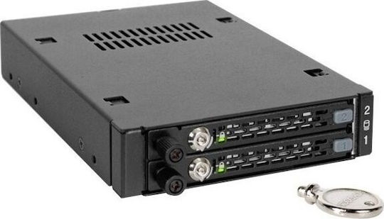 Icy Dock ToughArmor EX Industrial Rugged Full Metal 2x 2.5 Inch SATA/SAS HDD/SSD Mobile Rack for External 3.5 Inch Drive Bay Μαύρο MB492SKL-B