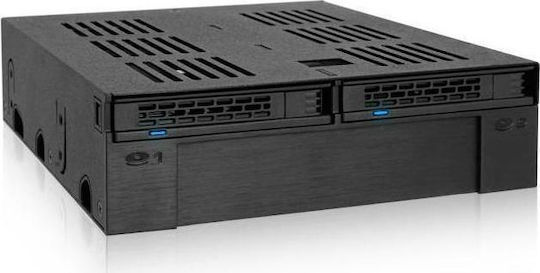 Icy Dock ExpressCage 2x2.5 Inch SAS/SATA HDD/SSD Mobile Rack And 3.5 Inch Slot for External 5.25 Inch Bay Μαύρο MB322SP-B