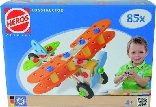 Heros-Toys Παιχνίδι Κατασκευών Ξύλινo Ξύλινο Constructor 85τμχ - 4 Κατασκευές 100039031