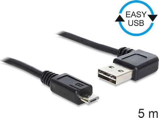 DeLock Angle (90°) USB 2.0 to micro USB Cable Μαύρο 5m (83385)