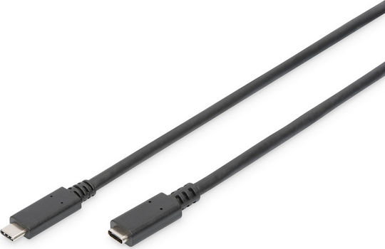 Digitus USB 3.1 Cable USB-C male - USB-C female 100W Μαύρο 0.7m AK-300210-007-S