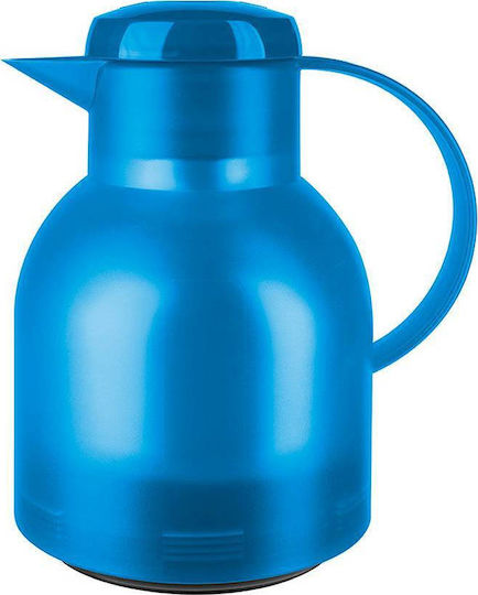 Emsa Jug Quick Press Translucent Κανάτα Θερμός Πλαστικό 1lt Μπλε με Λαβή
