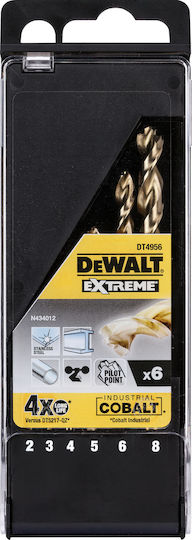 Dewalt Extreme Σετ 6 Τρυπάνια HSS με Κυλινδρικό Στέλεχος για Μέταλλο DT4956