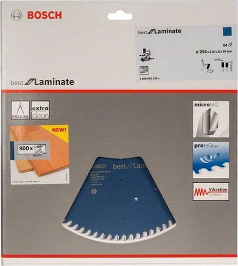 Bosch Δίσκος Κοπής Ξύλου με 84 Δόντια 254mm 2608642135