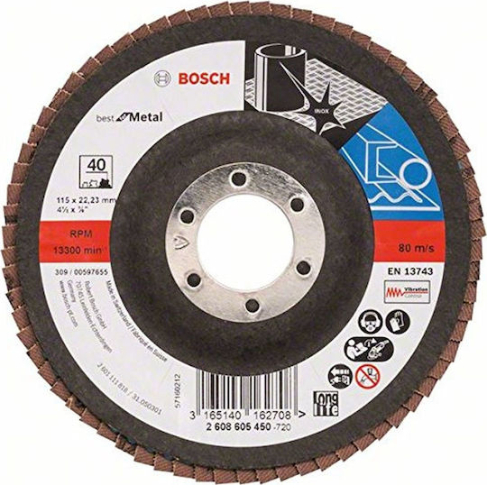 Bosch X571 Δίσκος Λείανσης Μετάλλου 115mm 2608605450