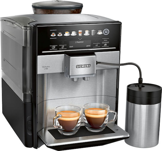 Siemens Eq.6 Αυτόματη Μηχανή Espresso 1500W Πίεσης 19bar για Cappuccino με Μύλο Άλεσης Μαύρη
