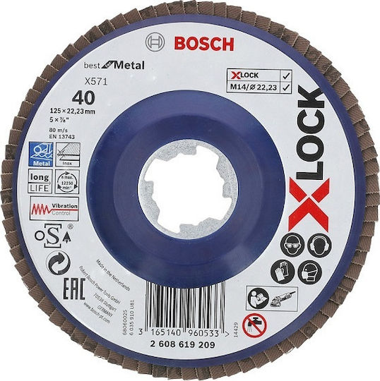 Bosch X-LOCK X571 Δίσκος Λείανσης Μετάλλου 125mm G40 2608619209