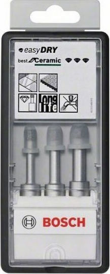Bosch Robust Line Σετ 3 Διαμαντοτρύπανα με Κυλινδρικό Στέλεχος για Δομικά Υλικά, Γυαλί και Πλακίδια 2608587145
